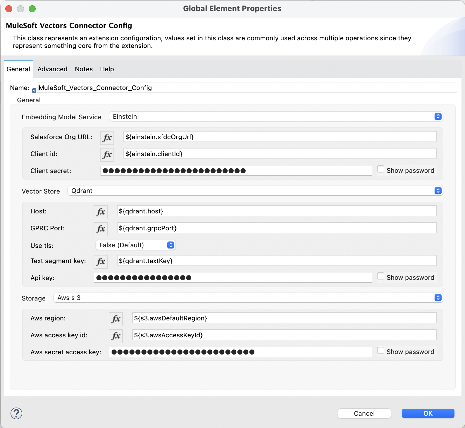 MuleSoft Vectors Connector Configuration