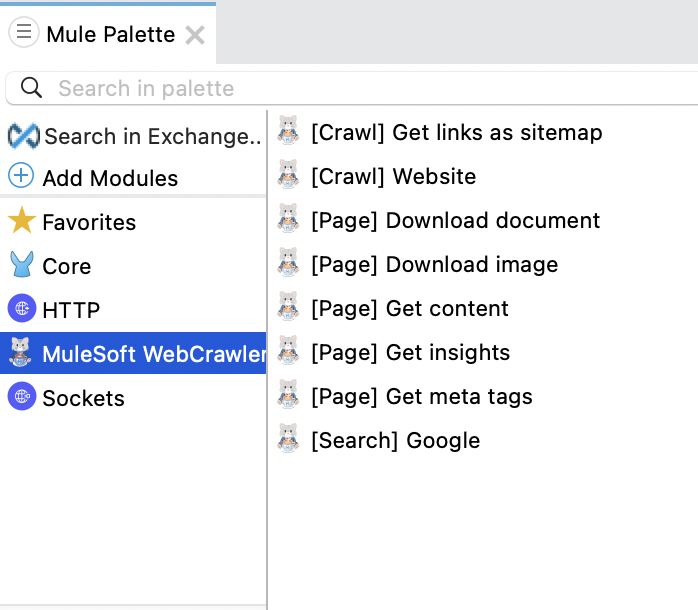 MuleSoft WebCrawler Connector Operations