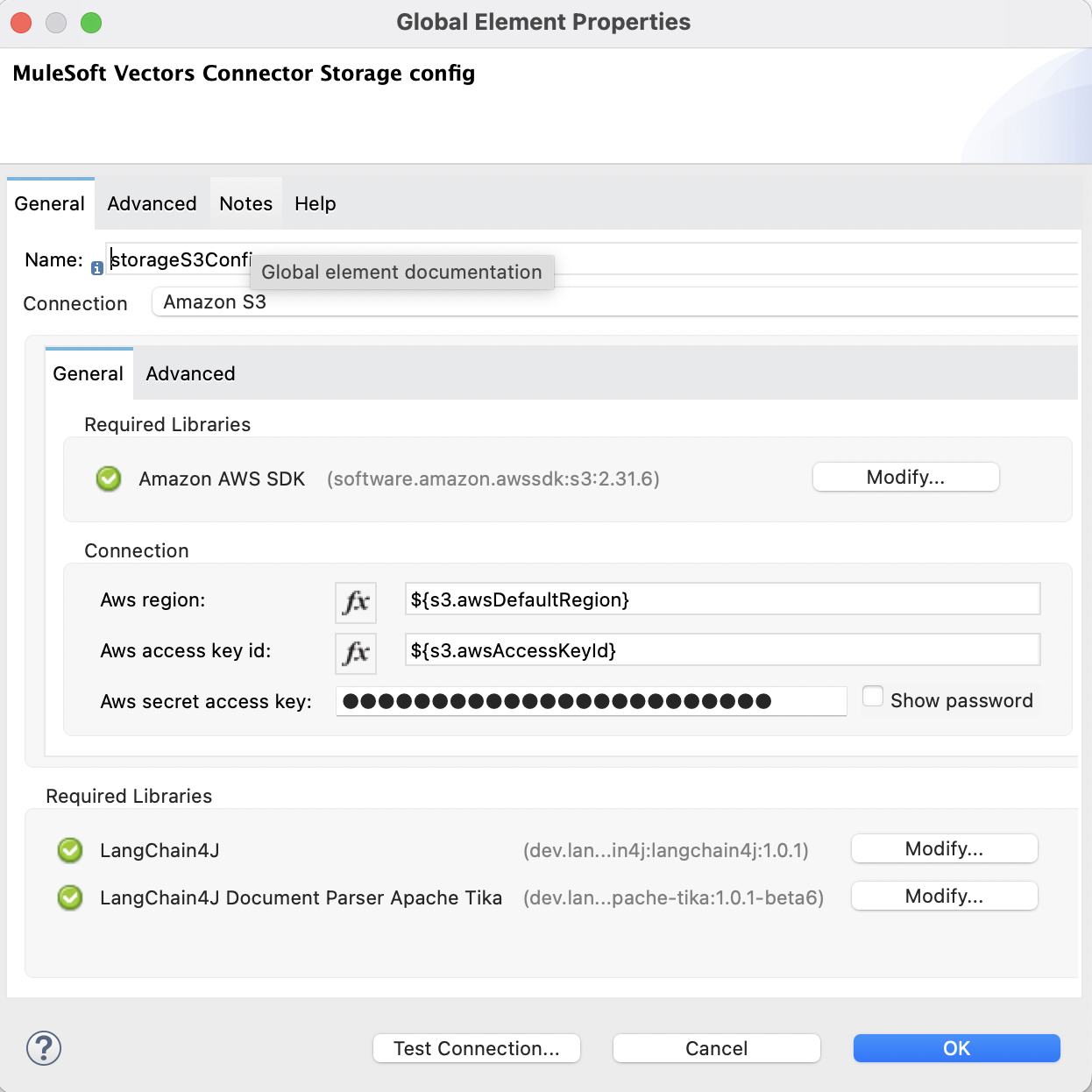 Storage Configuration Connection Parameters