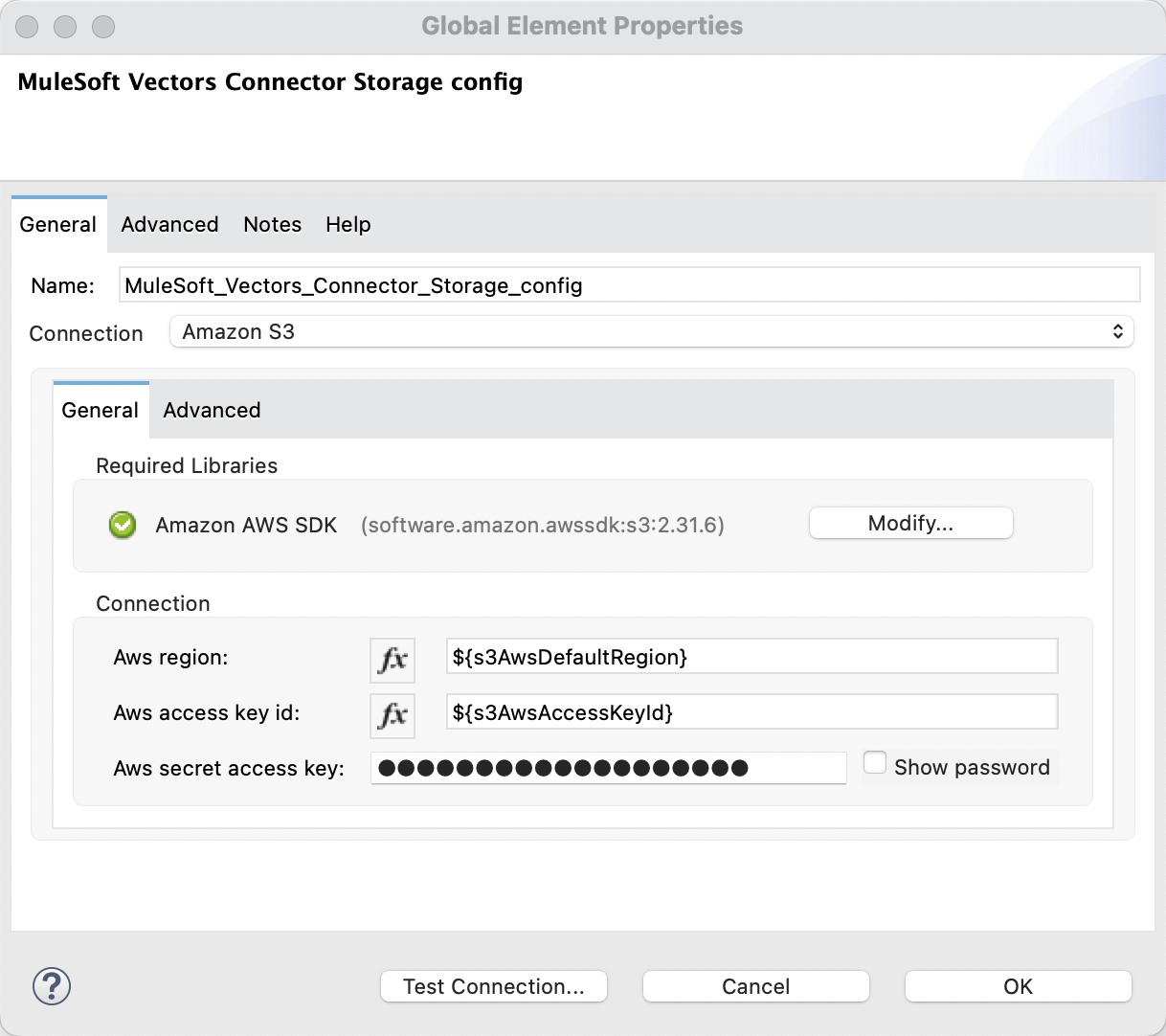 Storage Configuration Connection Parameters