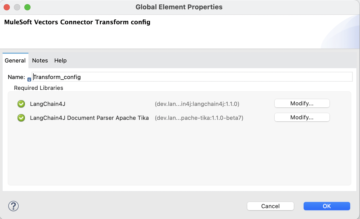 Transform Configuration Connection Parameters
