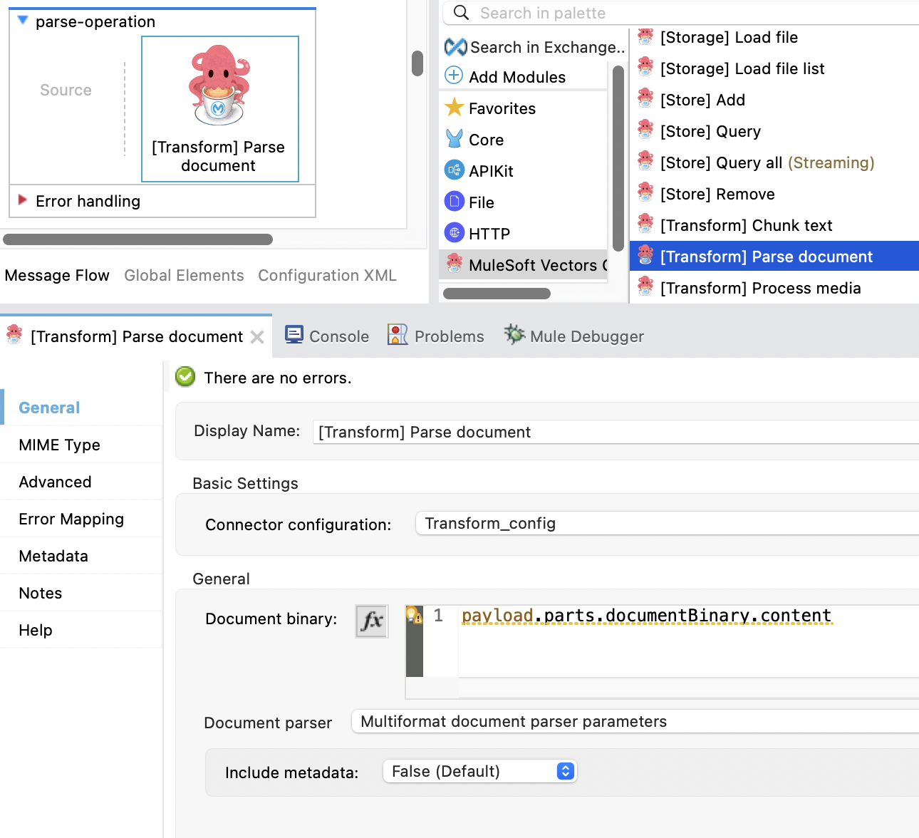 Transform Parse Document